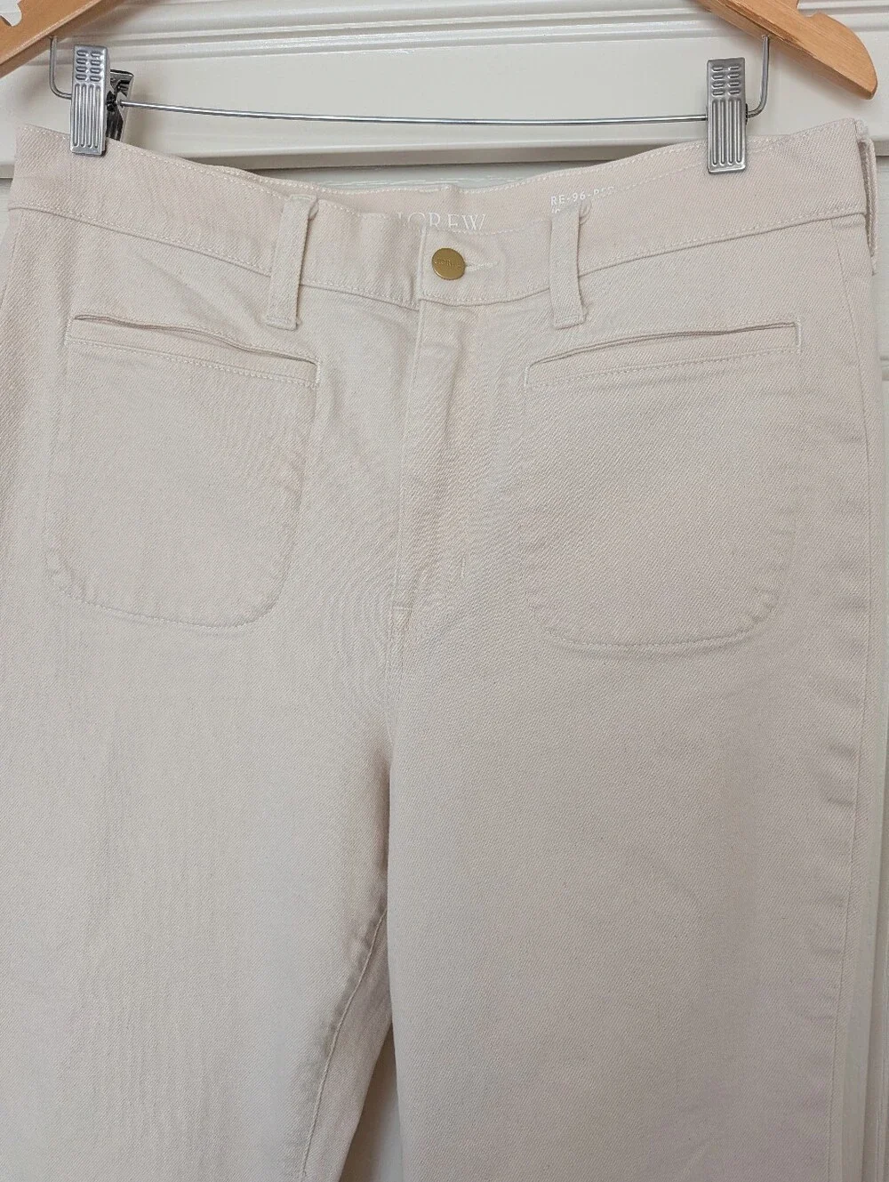 J. CREW Vintage Flare Jean Ecru Wash Ivory Full Length High Rise Sailor Size 30